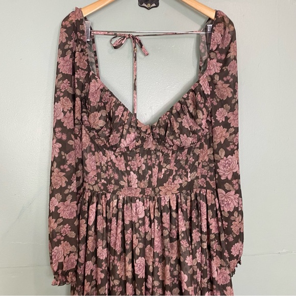 V Chapman Carmella Dress‎ In Chocolate Peony Floral Maxi Gown Corset Size 10 - Picture 3 of 11